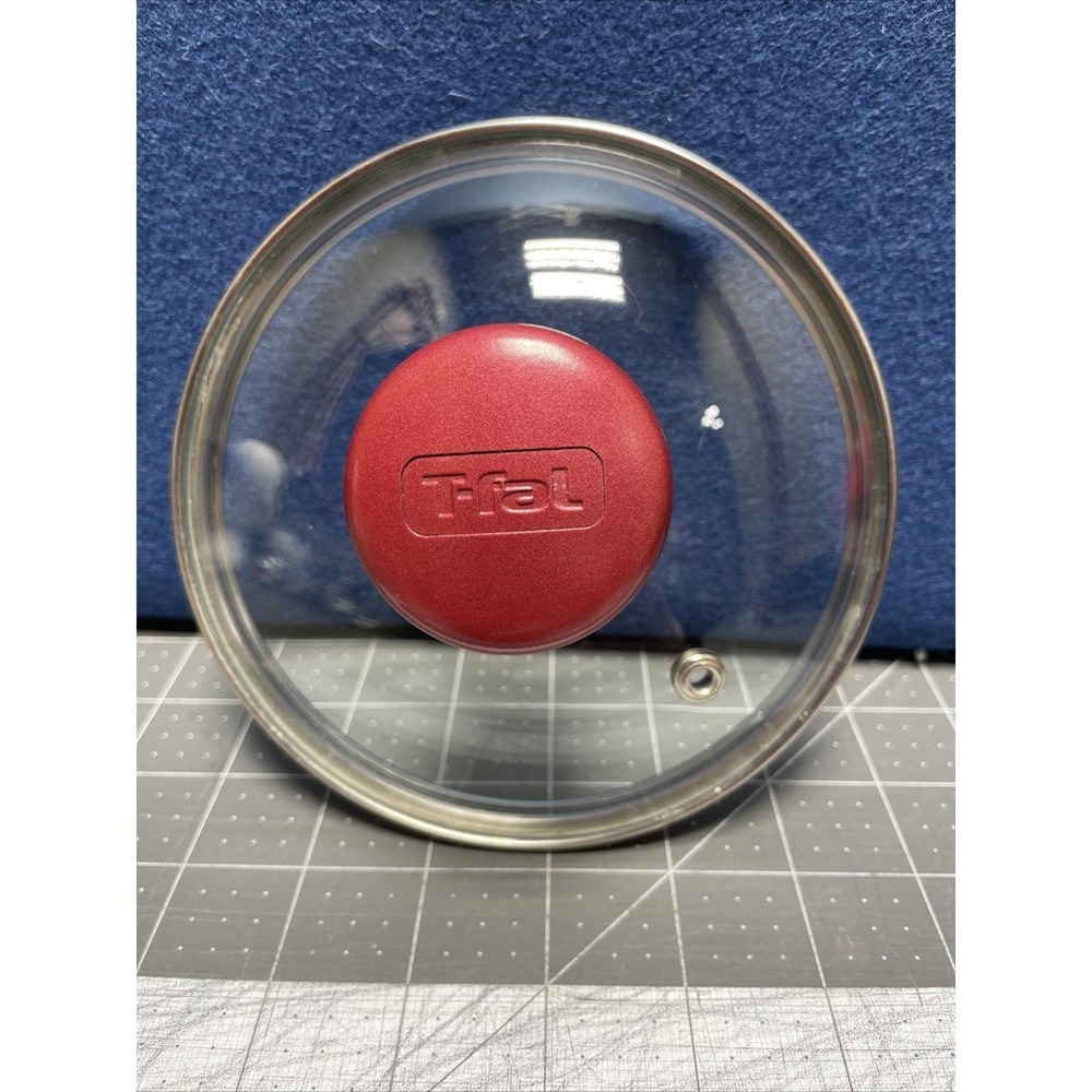 T-FAL Glass Replacement Pot Pan Lid 6 Inch Outer 5.5 Inch Inner Rim Red Knob